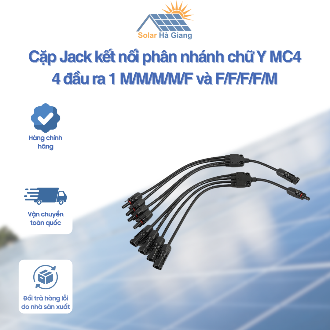 Cặp Jack kết nối phân nhánh chữ Y MC4 4 đầu ra 1 M/M/M/M/F và F/F/F/F/M