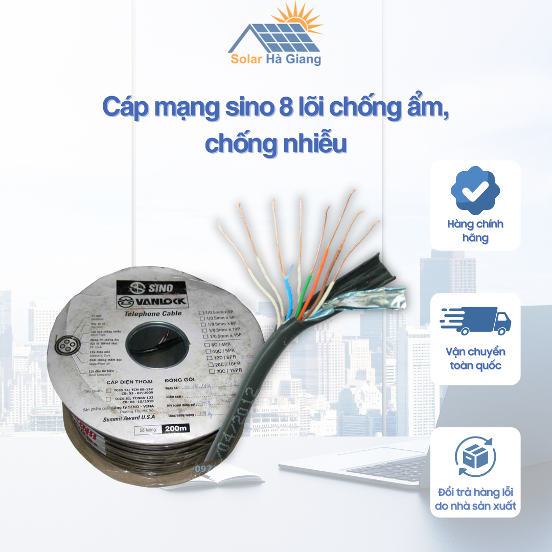Cáp mạng sino 8 lõi chống ẩm, chống nhiễu