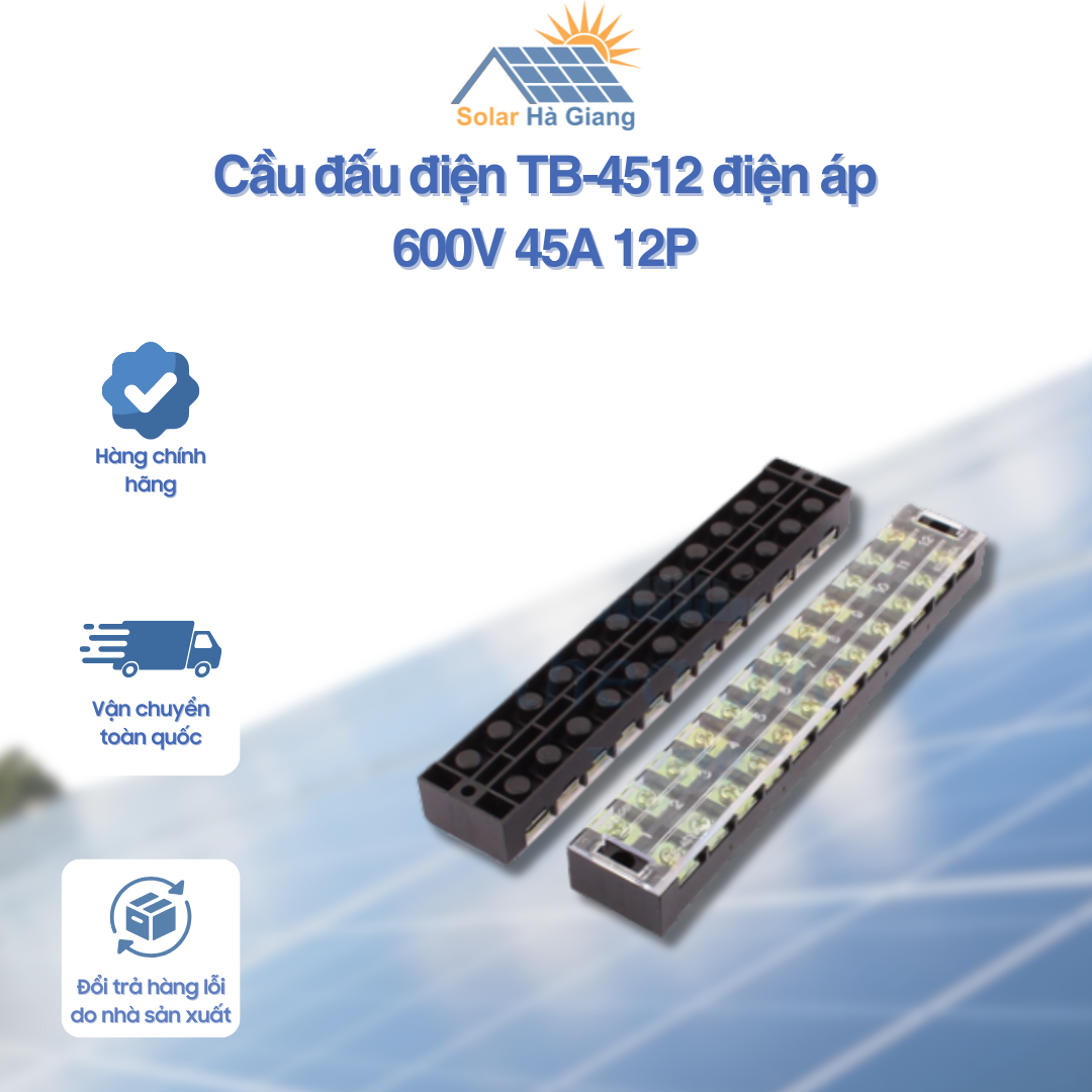 Cầu đấu điện TB-4512 điện áp 600V 45A 12P