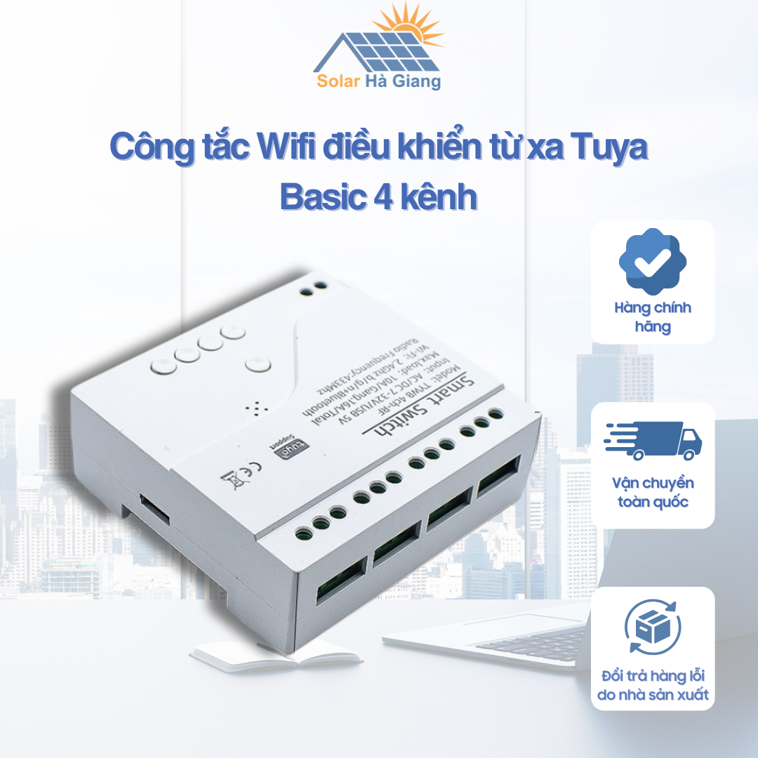 Công tắc Wifi điều khiển từ xa Tuya Basic 4 kênh
