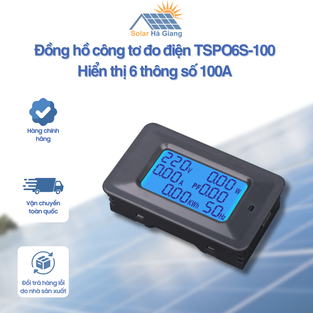 Đồng hồ công tơ đo điện hiển thị 6 thông số 100A TSPO6S-100