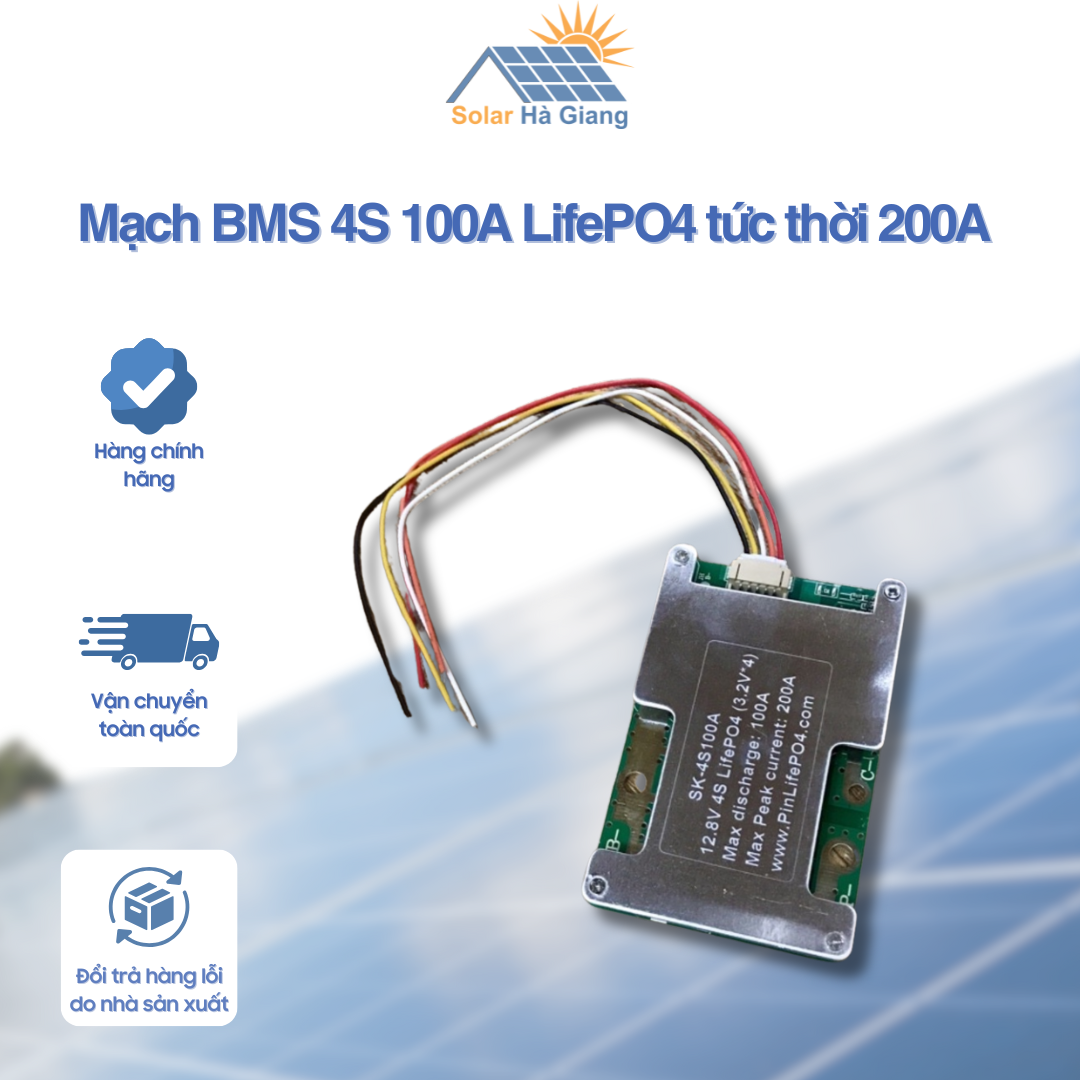 Mạch BMS 4S 100A LifePO4 tức thời 200A làm acquy Lithium xe máy