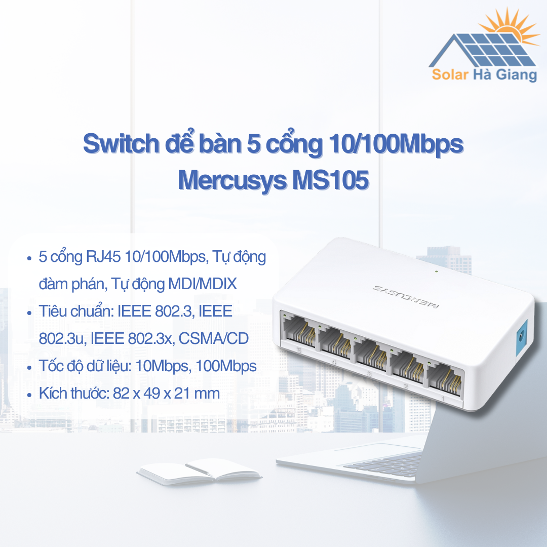 Switch để bàn 5 cổng 10/100Mbps Mercusys MS105